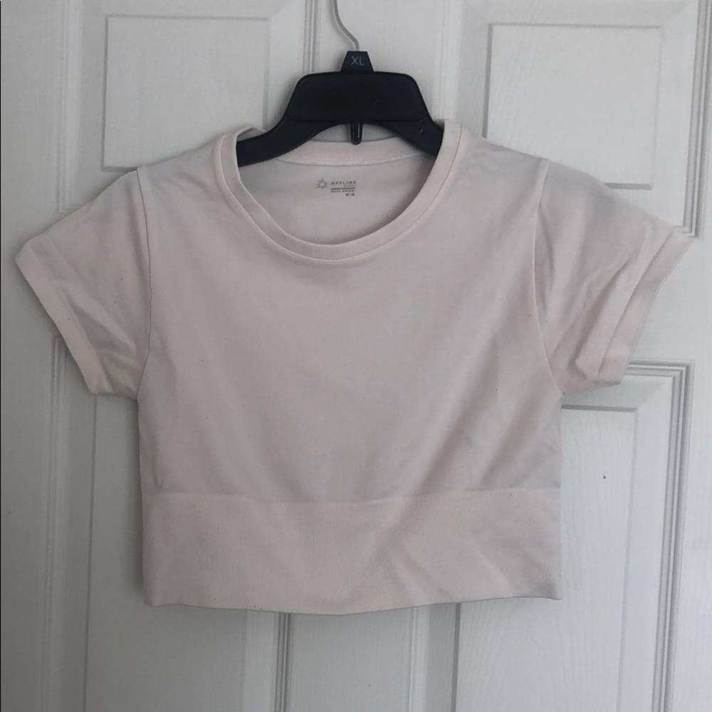 Aerie White Cropped Baby Tee
